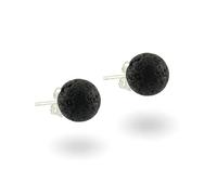 Budawi® Lava Ohrstecker schwarz | 925 Sterling Silber Edelstein Ohrringe | Kugel 8 mm