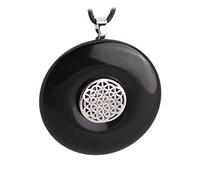 Budawi® Obsidian Edelstein Donut Anhänger mit Halter Blume des Lebens