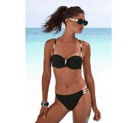 Bügel-Bandeau-Bikini FRENCH CONNECTION "Claire", Damen, Gr. 36, Cup D, schwarz, Recycling-Polyamid, kontrastfarbene Details, Bikini-Sets, Mit kontrast Details (79500137-36) schwarz