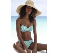 Bügel-Bandeau-Bikini JETTE, Damen, Gr. 38, Cup A, grün (grün, weiß), Polyamid, bedruckt, Bikini-Sets, mit Zier-Accessoires (17647418-38) grün, weiß