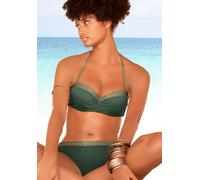 Bügel-Bandeau-Bikini JETTE, Damen, Gr. 40, Cup B, grün (oliv), Polyamid, Glitzerfäden, unifarben, Bikini-Sets, mit glitzernden Einsätzen (43812423-40) oliv