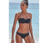 Bügel-Bandeau-Bikini JETTE, Damen, Gr. 36, Cup B, schwarz, Polyamid, Glitzerfäden, unifarben, Bikini-Sets, mit glitzernden Einsätzen (88024542-36) schwarz