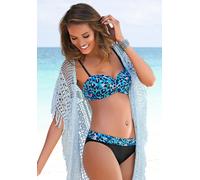 Bügel-Bandeau-Bikini LASCANA, Damen, Gr. 38, Cup B, grün (türkis, bedruckt), Polyamid, bedruckt, Bikini-Sets, im Animaldesign (96087400-38) türkis, bedruckt