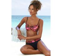 Bügel-Bandeau-Bikini LASCANA, Damen, Gr. 40, Cup B, pink (pink, bedruckt), Polyamid, bedruckt, Bikini-Sets, mit Dschungel-Optik (71920969-40) pink, bedruckt