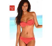 Bügel-Bandeau-Bikini LASCANA, Damen, Gr. 42, Cup D, rot (hummer), Polyamid, glänzend, unifarben, Bikini-Sets, mit verschiedenen Trägervarianten (406065-42) hummer