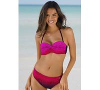 Bügel-Bandeau-Bikini LASCANA, Damen, Gr. 46, Cup A, rot, Polyamid, Farbverlauf, bedruckt, Bikini-Sets, mit Farbverlauf (58073414-46) rot