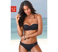Bügel-Bandeau-Bikini S.OLIVER, Damen, Gr. 38, Cup C, schwarz, Recycling-Polyamid, unifarben, Bikini-Sets, mit Raffung (60599542-38) schwarz