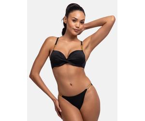 Bügel-Bandeau-Bikini-Top DORINA "Filao", Damen, Gr. 80, Cup E, schwarz, Obermaterial: 84% Polyester, 16% Elasthan, unifarben, Bikini-Oberteile, mit modischen goldfarbenen Kettendetails (24837342-80) s