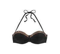 LASCANA Bügel-Bandeau-Bikini-Top Damen schwarz-leo Gr.34 Cup C