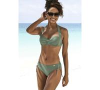 Bügel-Bandeau-Bikini-Top LASCANA "Lolo", Damen, Gr. 44, Cup D, oliv, Recycling-Polyamid, unifarben, Bikini-Oberteile, in getwisteter Optik (36775658-44) oliv