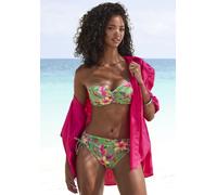 Bügel-Bandeau-Bikini-Top LASCANA "Malia", Damen, Gr. 40, Cup E, rosa (salbei, pink bedruckt), Microfaser, Microfaser, Polyamid, bedruckt, floral, Bikini-Oberteile, mit tropischem Print (36141212-40) s