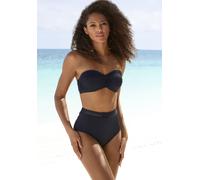 Bügel-Bandeau-Bikini-Top S.OLIVER "Aiko", Damen, Gr. 40, Cup D, schwarz, Microfaser, Microfaser, Polyamid, unifarben, Bikini-Oberteile, mit Häkeloptik (64329700-40) schwarz