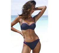 Bügel-Bandeau-Bikini-Top S.OLIVER "Junis", Damen, Gr. 42, Cup E, blau (marine), Recycling-Polyamid, kontrastfarbene Details, unifarben, Bikini-Oberteile, mit geflochtenen Details (91217934-42) marine