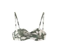 Bügel-Bandeau-Bikini-Top S.OLIVER "Lady", Damen, Gr. 36, Cup B, grün (olive, creme bedruckt), Microfaser, Recycling-Polyamid, geblümt, Bikini-Oberteile, mit floralem Design (85009949-36) olive, creme 