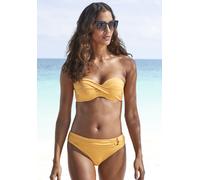 Bügel-Bandeau-Bikini-Top S.OLIVER "Rome", Damen, Gr. 38, Cup B, gelb, Polyamid, unifarben, Bikini-Oberteile, in Wickeloptik (83321863-38) gelb