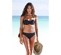 Bügel-Bandeau-Bikini-Top S.OLIVER "Rome", Damen, Gr. 38, Cup D, schwarz, Polyamid, unifarben, Bikini-Oberteile, in Wickeloptik (57041233-38) schwarz