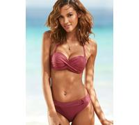 Bügel-Bandeau-Bikini-Top S.OLIVER "Rome", Damen, Gr. 42, Cup C, rot (rostrot), Polyamid, unifarben, Bikini-Oberteile, in Wickeloptik (47376027-42) rostrot