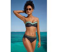 Bügel-Bandeau-Bikini-Top S.OLIVER "Yella", Damen, Gr. 40, Cup C, schwarz (anthrazit), Obermaterial: 80% Polyamid, 20% Elasthan. Futter: 92% Polyester, 8% Elasthan, Bikini-Oberteile, mit kontrastfarben