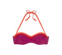 Bügel-Bandeau-Bikini-Top S.OLIVER "Yella", Damen, Gr. 42, Cup D, bunt (berry, orange), Recycling-Polyamid, kontrastfarbene Details, unifarben, Bikini-Oberteile, mit kontrastfarbenen Details (38498507-