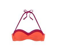 Bügel-Bandeau-Bikini-Top S.OLIVER "Yella", Damen, Gr. 42, Cup E, bunt (orange, berry), Recycling-Polyamid, kontrastfarbene Details, unifarben, Bikini-Oberteile Bügel-Bandeau-Bikini-Top, mit kontrastfa