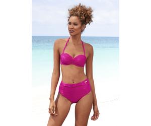 Bügel-Bandeau-Bikini-Top SUNSEEKER "Loretta", Damen, Gr. 34, Cup D, pink, Microfaser, Polyamid, Strukturmuster, strukturiert, unifarben, Bikini-Oberteile, mit Strukturmuster (10852960-34) pink