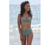 Bügel-Bandeau-Bikini-Top SUNSEEKER "Loretta", Damen, Gr. 36, Cup C, grün (oliv), Microfaser, Polyamid, strukturiert, unifarben, Bikini-Oberteile, mit Strukturmuster (88842126-36) oliv