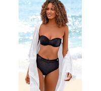 Bügel-Bandeau-Bikini-Top SUNSEEKER "Loretta", Damen, Gr. 38, Cup D, schwarz, Microfaser, Polyamid, Strukturmuster, strukturiert, unifarben, Bikini-Oberteile, mit Strukturmuster (88071030-38) schwarz