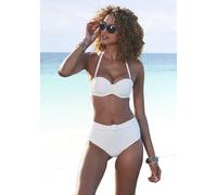 Bügel-Bandeau-Bikini-Top SUNSEEKER "Loretta", Damen, Gr. 44, Cup E, weiß, Microfaser, Polyamid, Strukturmuster, strukturiert, unifarben, Bikini-Oberteile, mit Strukturmuster (54429408-44) weiß