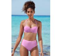 Bügel-Bandeau-Bikini-Top VENICE BEACH "Anna", Damen, Gr. 42, Cup B, lila, Polyamid, unifarben, kontrastfarbene Details, Bikini-Oberteile, mit geflochtenen Details (56615947-42) lila