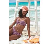 Bügel-Bandeau-Bikini-Top VENICE BEACH "Tadu", Damen, Gr. 36, Cup C, bordeaux, weiß, Obermaterial: 84% Polyamid, 16% Elasthan. Futter: 92% Polyester, 8% Elasthan. Wattierung: 100% Polyester, Bikini-Obe