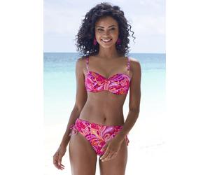 Bügel-Bandeau-Bikini-Top VIVANCE "Pretty", Damen, Gr. 44, Cup D, pink (pink bedruckt), Recycling-Polyamid, Paisleymuster, bedruckt, Bikini-Oberteile, mit modischem Paisleymuster und Wickeloptik (49430