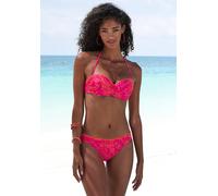 Bügel-Bandeau-Bikini VENICE BEACH "Kensi", Damen, Gr. 38, Cup C, bunt (orange, pink bedruckt), Xtra Life LYCRA, bedruckt, kontrastfarbene Details, Bikini-Sets, mit kontrasfarbener Häkelkante (69440627