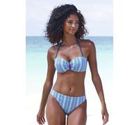Bügel-Bandeau-Bikini VIVANCE, Damen, Gr. 36, Cup D, blau (blau bedruckt), Polyamid, bedruckt, Bikini-Sets, mit Zierperlen (81413110-36) blau bedruckt