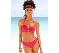 Bügel-Bandeau-Bikini VIVANCE, Damen, Gr. 36, Cup B, rot (knallrot), Polyamid, unifarben, Bikini-Sets, mit edlen Zierknöpfen (57801915-36) knallrot