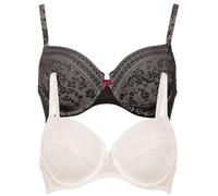 Bügel-BH ANITA "2er Pack Bügel BH Fleur", Damen, Gr. 105, Cup E, bunt (schwarz crystal), Spitze, Obermaterial: 87% Polyamid PA. 13% Elasthan EL., BHs Bügel-BH (35094755-105) schwarz crystal