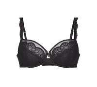 Rosa Faia - Selma BH Damen mit Bügel, gestaffelten Trägern & Zierstein - Eleganter Bügel-BH mit dreigeteilten Cups, Spitze & Powertüll Verstärkung - Spitzen BH Körbchengröße B-E 70-105 - Schwarz