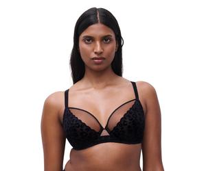 Bügel-BH CHANTELLE "GIRLS", Damen, Gr. 80, Cup G, schwarz, Obermaterial: 91% Polyamid, 9% Elasthan, BHs Bügel-BH, Tüll, Blickdichtes Gewebe, Velvet (73105008-80) schwarz