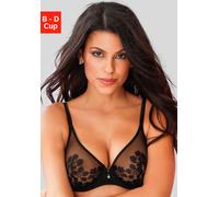 Bügel-BH, Damen, Gr. 100, Cup D, schwarz, Spitze, Obermaterial: 60% Polyamid, 30% Polyester, 10% Elasthan, LASCANA BELLE AFFAIRE, BHs Bügel-BH, aus transparenter Stickerei Spitze, sexy Dessous, Reizwä