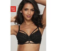 Bügel-BH, Damen, Gr. 80, Cup C, schwarz, Spitze, Obermaterial: 79% Polyamid, 11% Elasthan, 10% Polyester, PETITE FLEUR GOLD BY LASCANA, BHs Bügel-BH, mit einzigartiger Bänder-Optik, sexy Dessous, Reiz