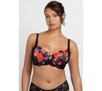 Bügel-BH DORINA "Anahi Floral", Damen, Gr. 100, Cup C, schwarz, Spitze, Obermaterial: 52% Polyester, 39% Polyamid, 9% Elasthan, bedruckt, BHs Bügel-BH, mit Blumen-Design, Spitzendetails, Satin, Mesh (