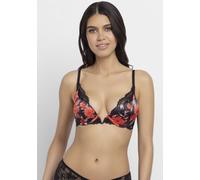 Bügel-BH DORINA "Anahi Floral", Damen, Gr. 85, Cup D, schwarz, Spitze, Obermaterial: 58% Polyester, 35% Polyamid, 7% Elasthan, bedruckt, BHs Bügel-BH, leicht gepolsterte Körbchen, mit Blumen-Design, S