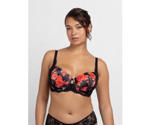 Bügel-BH DORINA "Anahi Floral", Damen, Gr. 90, Cup F, schwarz, Spitze, Obermaterial: 52% Polyester, 39% Polyamid, 9% Elasthan, bedruckt, BHs Bügel-BH, mit Blumen-Design, Spitzendetails, Satin, Mesh (2