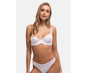 Bügel-BH DORINA "Angie", Damen, Gr. 75, Cup B, weiß, Spitze, Obermaterial: 91% Polyamid, 9% Elasthan, BHs Bügel-BH, mit floraler Spitze, Satinschleife (93546308-75) weiß