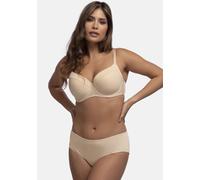 Dorina Carmen Leicht Gepolsterter Demi-BH - Burnout-Streifen-Mikrostoff, Bügel-Unterstützung, Power-Mesh U-Rücken-Flügel, Beige