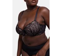 Dorina Damen Celine Leicht Gepolsterter Demi-BH - Bügel-BHS mit Geformten Cups, Florales Spitzendesign und Stützenden U-Rückenflügeln, Schwarz, 95C