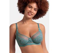 Bügel-BH DORINA, Damen, Gr. 85, Cup F, grün, Obermaterial: 68% Polyamid, 21% Polyester, 11% Elasthan, unifarben, bequem, BHs Bügel-BH, Curves mit feinem Spitzenbesatz (77062101-85)