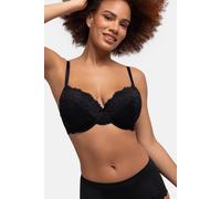 Bügel-BH DORINA "Lianne", Damen, Gr. 85, Cup D, schwarz, Obermaterial: 84% Polyamid, 16% Elasthan, BHs Bügel-BH, leicht wattiert, geformte Cups, feminine Blumenspitze (46360324-85) schwarz
