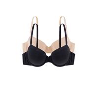 Dorina Set aus 2 niedrig gepolsterten Halb-BHS,Schwarz/Beige,90D
