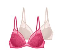 Bügel-BH DORINA "Norissa", Damen, Gr. 75, Cup B, beige (pink, beige), Obermaterial: 62% Polyamid, 32% Polyester, 6% Elasthan, BHs Bügel-BH, leicht gepolstert, Mesh Details (15236306-75) pink, beige