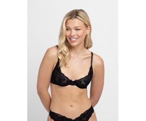Bügel-BH DORINA "Perfect Lace", Damen, Gr. 80, Cup E, schwarz, Spitze, Obermaterial: 90% Nylon, 10% Elasthan, BHs Bügel-BH, transparent, mit Spitze, mit Bügel, verstellbare Träger, mit Schleife (26338